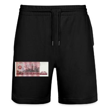 50 Mark der DDR - Stanley/Stella Unisex Bio Joggingshorts Trainer  - Schwarz - Vorne - Nik (191cm) & Marisol (170cm)