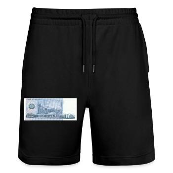 100 Mark der DDR - Stanley/Stella Unisex Bio Joggingshorts Trainer  - Schwarz - Vorne - Nik (191cm) & Marisol (170cm)