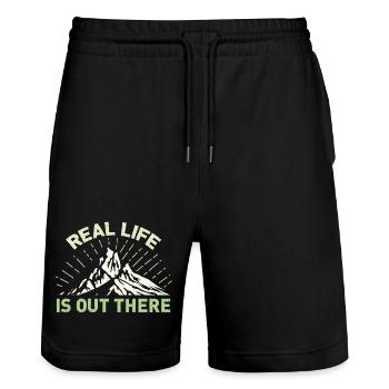 Real Life Is Out There - Stanley/Stella Unisex Bio Joggingshorts Trainer  - Schwarz - Vorne - Nik (191cm) & Marisol (170cm)