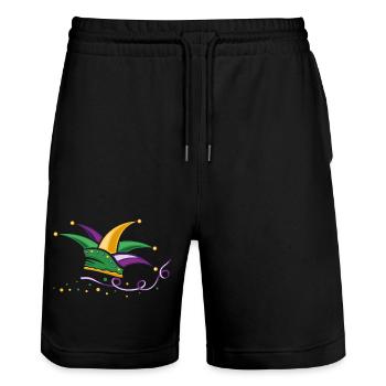 Fool cap Mardi Gras New Orleans Carnival - Stanley/Stella Trainer Unisex Organic Jogging Shorts - black - Front - Nik (191cm) & Marisol (170cm)