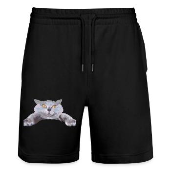 Chat - - Short de jogging bio TRAINER Stanley/Stella unisexe - noir - Devant - Nik (191cm) & Marisol (170cm)