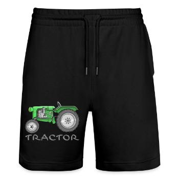 cooler Traktor - tractor comic - Stanley/Stella Unisex Bio Joggingshorts Trainer  - Schwarz - Vorne - Nik (191cm) & Marisol (170cm)