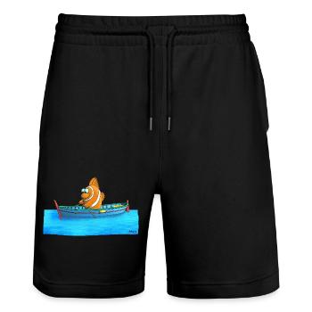 Poisson clown drôle - Short de jogging bio TRAINER Stanley/Stella unisexe - noir - Devant - Nik (191cm) & Marisol (170cm)