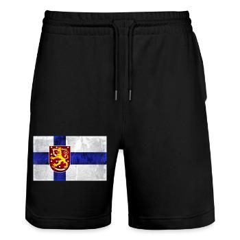 Drapeau de la Finlande Lion - Short de jogging bio TRAINER Stanley/Stella unisexe - noir - Devant - Nik (191cm) & Marisol (170cm)