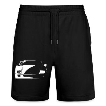 F40 classic car Symbol icon Logo Symbol Autos - Stanley/Stella Unisex Bio Joggingshorts Trainer  - Schwarz - Vorne - Nik (191cm) & Marisol (170cm)