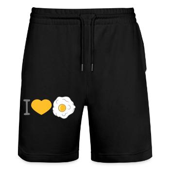 j'aime coeur amour oeuf au plat cuisiner frire nourriture oeuf - Short de jogging bio TRAINER Stanley/Stella unisexe - noir - Devant - Nik (191cm) & Marisol (170cm)