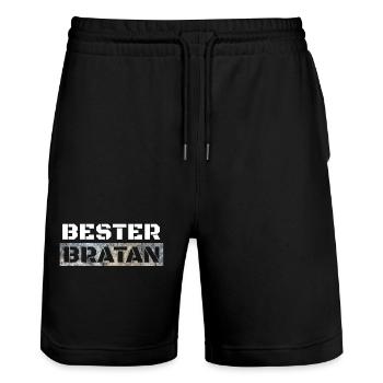 Bester Bratan Bruder Kumpel Digga - Stanley/Stella Unisex Bio Joggingshorts Trainer  - Schwarz - Vorne - Nik (191cm) & Marisol (170cm)