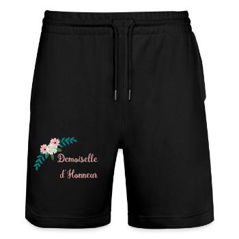 Brautjungfer - Bukolische Sammlung - Stanley/Stella Unisex Bio Joggingshorts Trainer  - Schwarz - Vorne - Nik (191cm) & Marisol (170cm)