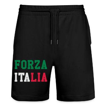 [ Forza Italia ] - Short de jogging bio TRAINER Stanley/Stella unisexe - noir - Devant - Nik (191cm) & Marisol (170cm)
