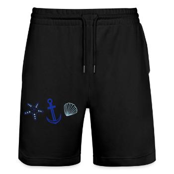Anker mit Seestern und Muschel. - Stanley/Stella Unisex Bio Joggingshorts Trainer  - Schwarz - Vorne - Nik (191cm) & Marisol (170cm)