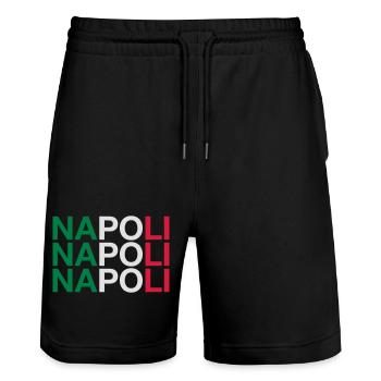 NAPOLI Italian Flag - Naples - Neapel - Stanley/Stella Trainer Unisex Organic Jogging Shorts - black - Front - Nik (191cm) & Marisol (170cm)