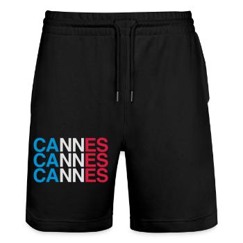 CANNES French Flag - Frankreich - France - Stanley/Stella Trainer Unisex Organic Jogging Shorts - black - Front - Nik (191cm) & Marisol (170cm)