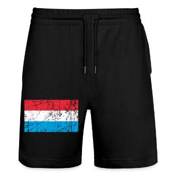 Luxemburg Luxemburg Luxemburg Fahne Flagge - Stanley/Stella Unisex Bio Joggingshorts Trainer  - Schwarz - Vorne - Nik (191cm) & Marisol (170cm)