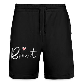 Braut Herz Junggesellinnenabschied Geschenk - Stanley/Stella Unisex Bio Joggingshorts Trainer  - Schwarz - Vorne - Nik (191cm) & Marisol (170cm)