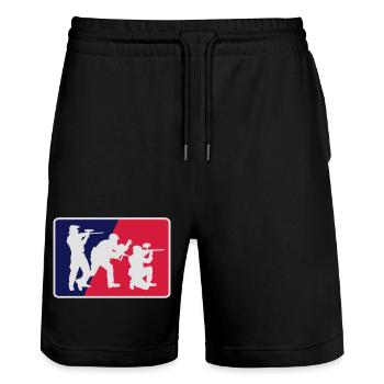 paintball - Stanley/Stella Unisex Bio Joggingshorts Trainer  - Schwarz - Vorne - Nik (191cm) & Marisol (170cm)