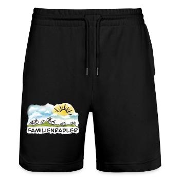 Familienradler Sonnenaufgang Design - Stanley/Stella Unisex Bio Joggingshorts Trainer  - Schwarz - Vorne - Nik (191cm) & Marisol (170cm)