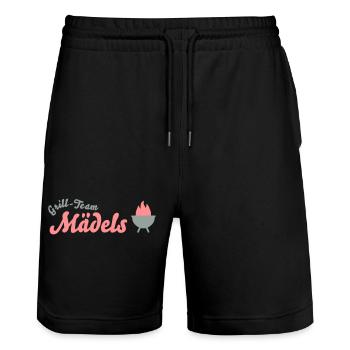 grill-team frauen - Stanley/Stella Unisex Bio Joggingshorts Trainer  - Schwarz - Vorne - Nik (191cm) & Marisol (170cm)