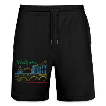Nordkirchen Schloss, Westfälisches Versailles - Stanley/Stella Unisex Bio Joggingshorts Trainer  - Schwarz - Vorne - Nik (191cm) & Marisol (170cm)