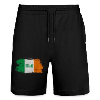 Irland Vintage Flagge / Geschenk Belfast Dublin - Stanley/Stella Unisex Bio Joggingshorts Trainer  - Schwarz - Vorne - Nik (191cm) & Marisol (170cm)