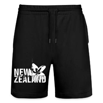 New Zealand - Stanley/Stella Trainer Unisex Organic Jogging Shorts - black - Front - Nik (191cm) & Marisol (170cm)