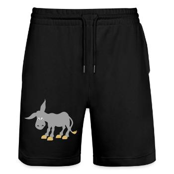 esel - Stanley/Stella Unisex Bio Joggingshorts Trainer  - Schwarz - Vorne - Nik (191cm) & Marisol (170cm)