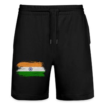 Indien Vintage Flagge / Geschenk Delhi Kalkutta - Stanley/Stella Unisex Bio Joggingshorts Trainer  - Schwarz - Vorne - Nik (191cm) & Marisol (170cm)