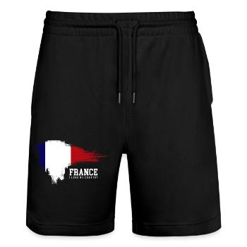 Fierté du drapeau français - Short de jogging bio TRAINER Stanley/Stella unisexe - noir - Devant - Nik (191cm) & Marisol (170cm)