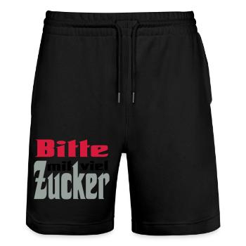 Bitte viel Zucker - Stanley/Stella Unisex Bio Joggingshorts Trainer  - Schwarz - Vorne - Nik (191cm) & Marisol (170cm)