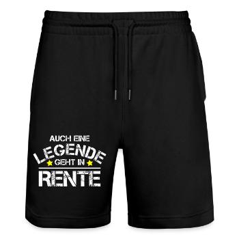 Pension Rente Rentner Legende Geschenk - Stanley/Stella Unisex Bio Joggingshorts Trainer  - Schwarz - Vorne - Nik (191cm) & Marisol (170cm)