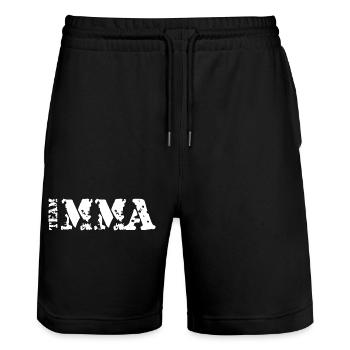 team mma Kämpfer Oktagon Kampfsport Logo Verein - Stanley/Stella Unisex Bio Joggingshorts Trainer  - Schwarz - Vorne - Nik (191cm) & Marisol (170cm)