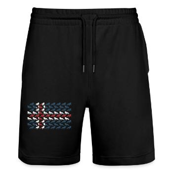 Tricolor horses in a repeating pattern - Stanley/Stella Trainer Unisex Organic Jogging Shorts - black - Front - Nik (191cm) & Marisol (170cm)
