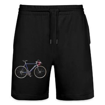 racing bike 50s - Stanley/Stella Trainer Unisex Organic Jogging Shorts - black - Front - Nik (191cm) & Marisol (170cm)