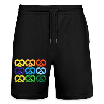 brezel salzbrezel - Stanley/Stella Unisex Bio Joggingshorts Trainer  - Schwarz - Vorne - Nik (191cm) & Marisol (170cm)