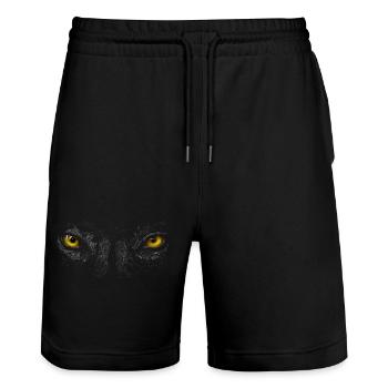 Wolf eyes - Stanley/Stella Trainer Unisex Organic Jogging Shorts - black - Front - Nik (191cm) & Marisol (170cm)