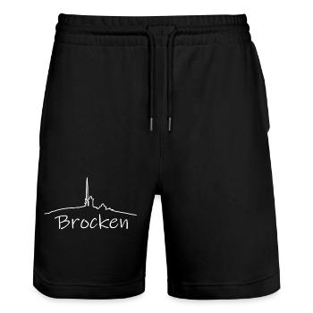 Harz Style - Brocken - La plus haute montagne dans la résine - Short de jogging bio TRAINER Stanley/Stella unisexe - noir - Devant - Nik (191cm) & Marisol (170cm)