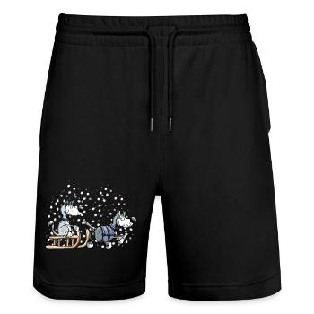 Huskies in the snow - Stanley/Stella Trainer Unisex Organic Jogging Shorts - black - Front - Nik (191cm) & Marisol (170cm)