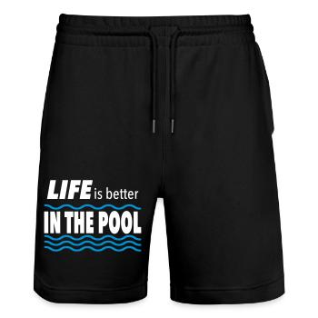 Piscine - Short de jogging bio TRAINER Stanley/Stella unisexe - noir - Devant - Nik (191cm) & Marisol (170cm)