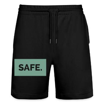 Coffre-fort absolument 100% idée cadeau - Short de jogging bio TRAINER Stanley/Stella unisexe - noir - Devant - Nik (191cm) & Marisol (170cm)