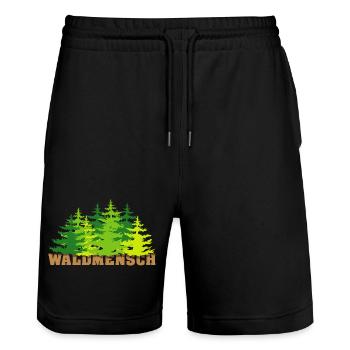 waldmensch wälder baum bäume geschenkidee - Stanley/Stella Unisex Bio Joggingshorts Trainer  - Schwarz - Vorne - Nik (191cm) & Marisol (170cm)
