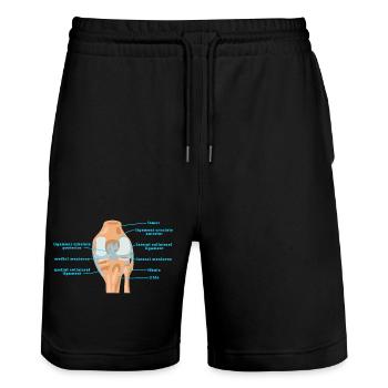 Physio Knie Anatomie Kreuzband Meniskus - Stanley/Stella Unisex Bio Joggingshorts Trainer  - Schwarz - Vorne - Nik (191cm) & Marisol (170cm)