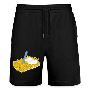 pommes frites speise fast food - Stanley/Stella Unisex Bio Joggingshorts Trainer  - Schwarz - Vorne - Nik (191cm) & Marisol (170cm)