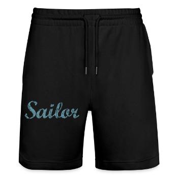 Sailor Segel Segeln Segler - Stanley/Stella Unisex Bio Joggingshorts Trainer  - Schwarz - Vorne - Nik (191cm) & Marisol (170cm)