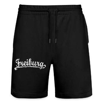 Freiburg Classic (Vintage/Weiß) - Stanley/Stella Unisex Bio Joggingshorts Trainer  - Schwarz - Vorne - Nik (191cm) & Marisol (170cm)