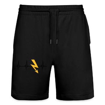 strom puls herzschlag frequenz elektrisch blitz en - Stanley/Stella Unisex Bio Joggingshorts Trainer  - Schwarz - Vorne - Nik (191cm) & Marisol (170cm)