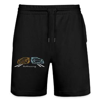 Slot Racing 2 cars Version 2 - Stanley/Stella Trainer Unisex Organic Jogging Shorts - black - Front - Nik (191cm) & Marisol (170cm)