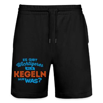 kegeln kegelclub spruch - Stanley/Stella Unisex Bio Joggingshorts Trainer  - Schwarz - Vorne - Nik (191cm) & Marisol (170cm)