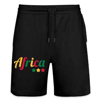 Africa / Africain / Afrique / Africain - Short de jogging bio TRAINER Stanley/Stella unisexe - noir - Devant - Nik (191cm) & Marisol (170cm)