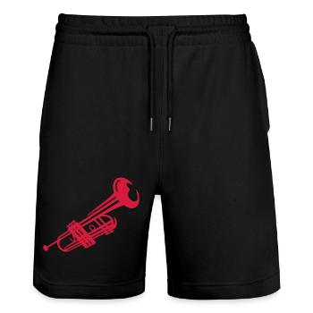 trumpet - Stanley/Stella Trainer Unisex Organic Jogging Shorts - black - Front - Nik (191cm) & Marisol (170cm)