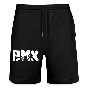 Chemise de pilote BMX – Cool Bike Design - Short de jogging bio TRAINER Stanley/Stella unisexe - noir - Devant - Nik (191cm) & Marisol (170cm)