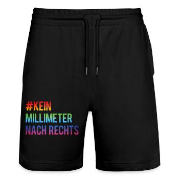 Kein Millimeter Nach Rechts Anti Rassismus - Stanley/Stella Unisex Bio Joggingshorts Trainer  - Schwarz - Vorne - Nik (191cm) & Marisol (170cm)